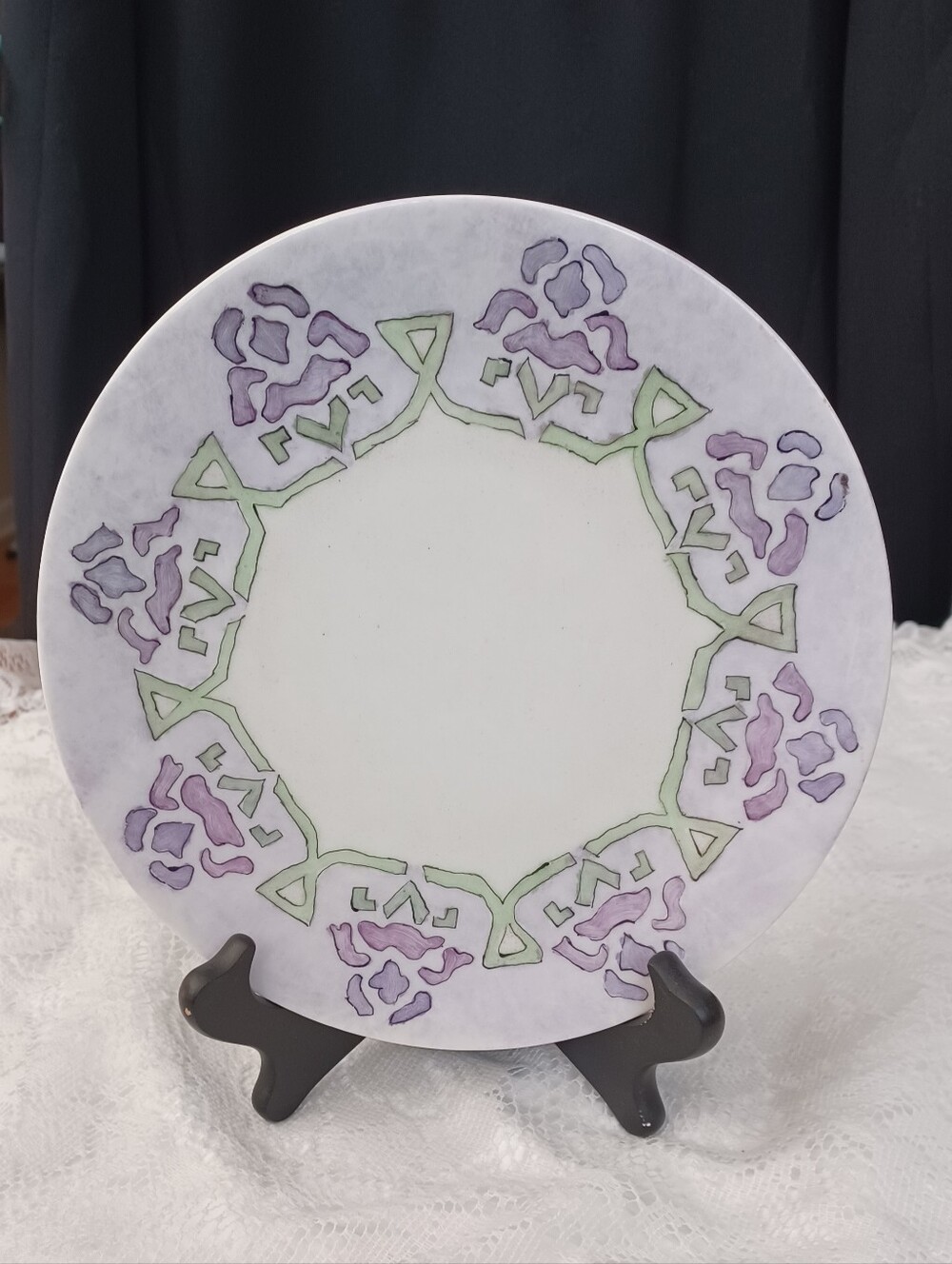 VINTAGE FAVORITE BAVARIA DECORATIVE PLATE 8.25" 2834 ARTIST SIGNED ABSTRACT IRIS